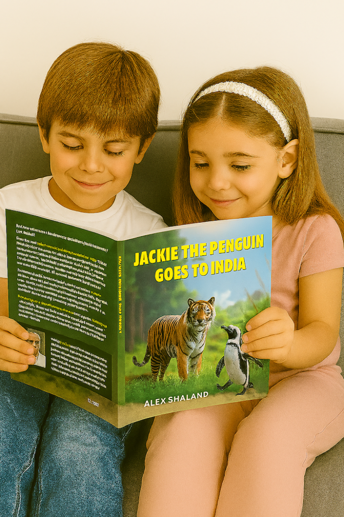 A small boy and girl reading a book.